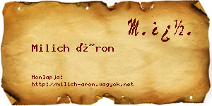 Milich Áron névjegykártya